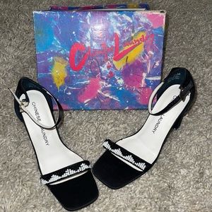 Chinese Laundry Kerry Satin Bead Strappy Heels